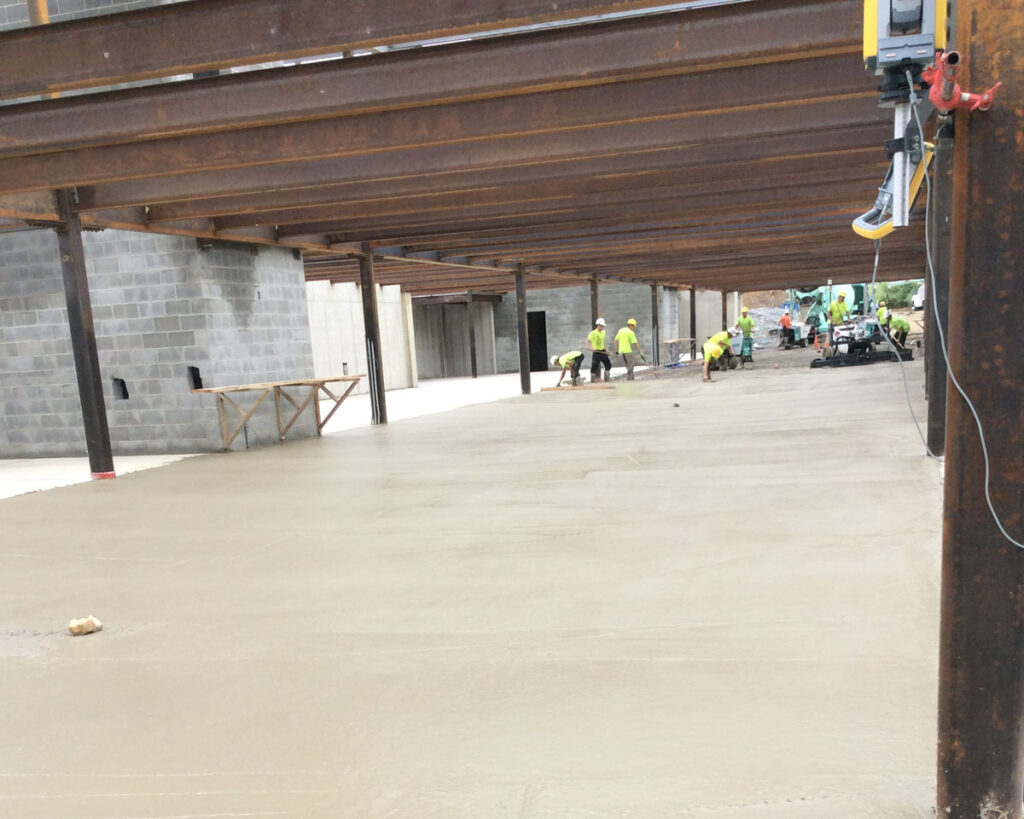 Concrete work in large garage